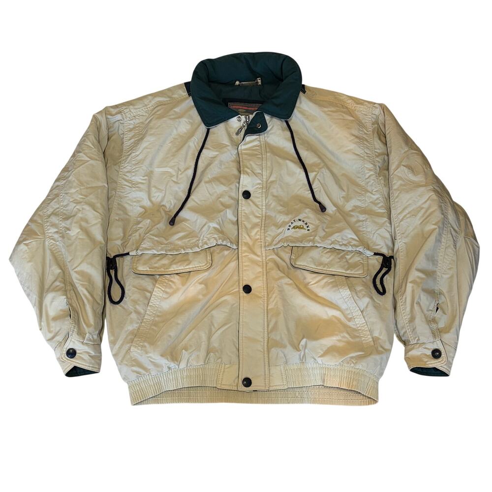 Vintage Boat Works Jacket Mens Large Cream Sailing Navigation Chore Taiwan